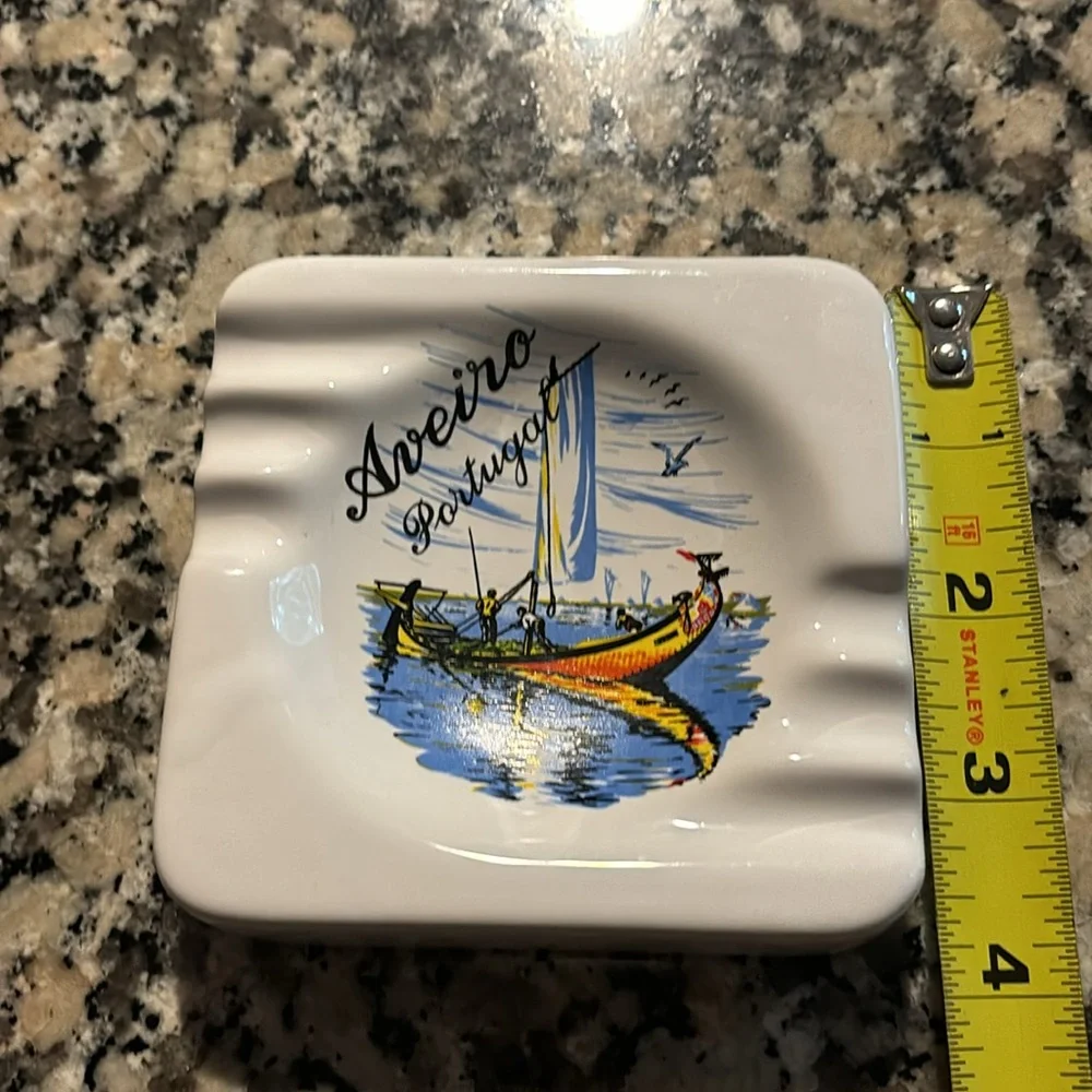Vintage Aveiro Portugal Porcelain Ashtray, Cigar souvenir collectible